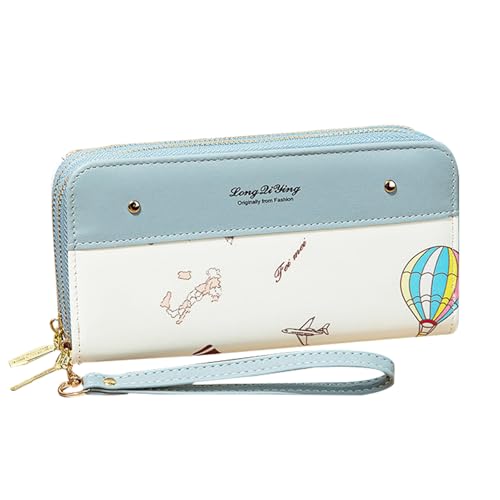 YUEcthynous Damen Langer Geldbeutel,Geldbörse Damen Große Portemonnaie RFID Schutz Doppelreißverschluss Geldbörsen Brieftasche Handy Geldbörse mit Mehreren Karten Slots für Münzen Bargeld Rechnung von YUEcthynous