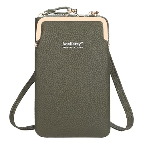 YUEcthynous Damen Leder Umhängetasche Geldbörse,RFID Schutz Geldbeutel Handy Umhängetasche Multifunktionale Handytasche mit Vielen Fächern und Kartenfächer,Verstellbar Abnehmbar Schultergurt(Grün) von YUEcthynous