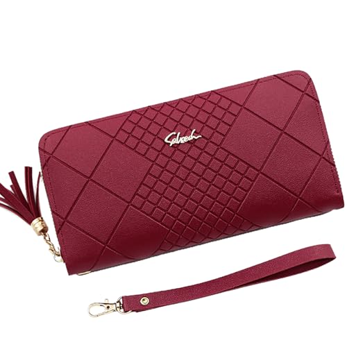 YUEcthynous Geldbeutel Groß, Portemonnaie Geldbörse Frauen Weichem Synthetisches Leder Geldbörse Damen klein und im Portemonnaie Damen in sehr schönen Farben mit vielen Fächern (Big Red) von YUEcthynous