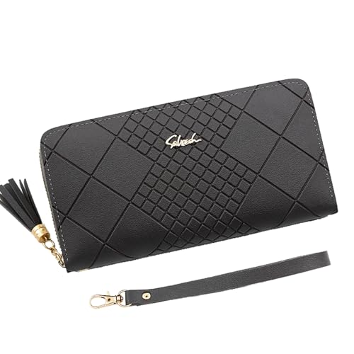 YUEcthynous Geldbeutel Groß, Portemonnaie Geldbörse Frauen Weichem Synthetisches Leder Geldbörse Damen klein und im Portemonnaie Damen in sehr schönen Farben mit vielen Fächern (Grau) von YUEcthynous