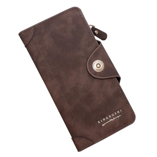 YUEcthynous Geldbeutel Groß,Portemonnaie Geldbörse Frauen Weichem Synthetisches Leder Geldbörse Damen Männer klein und im Portemonnaie Damen in sehr schönen Farben mit vielen Fächern (Brown) von YUEcthynous