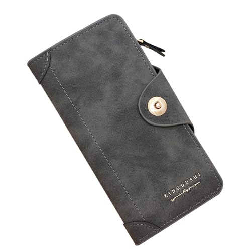 YUEcthynous Geldbeutel Groß,Portemonnaie Geldbörse Frauen Weichem Synthetisches Leder Geldbörse Damen Männer klein und im Portemonnaie Damen in sehr schönen Farben mit vielen Fächern (Grau) von YUEcthynous