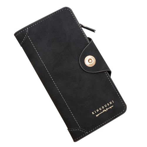 YUEcthynous Geldbeutel Groß,Portemonnaie Geldbörse Frauen Weichem Synthetisches Leder Geldbörse Damen Männer klein und im Portemonnaie Damen in sehr schönen Farben mit vielen Fächern (Schwarz) von YUEcthynous