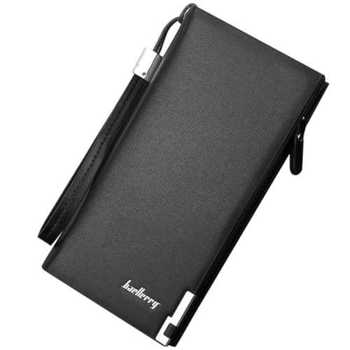 YUEcthynous Men's Long Leather Wallet - Geldbeutel Groß mit vielen Fächern Design, Leichtgewicht 200g Echtleder RFID Blocking Wallet für Männer, Schwarz YUEcthynous Men's Long Leather Wallet - Geldbeutel Groß mit vielen Fächern Design, Leichtgewicht 200g Echtleder RFID Blocking Wallet für Männer, Schwarz von YUEcthynous