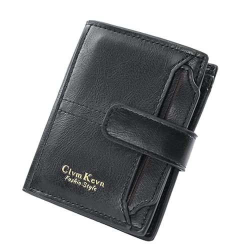 YUEcthynous Wallets for Men,Herren Geldbörse mit Schnalle Vintage für Herren Geldbörse mit Schnalle Leather with ID Window and Multi Card Slots Kleine Ledergeldbörse(Schwarz) von YUEcthynous