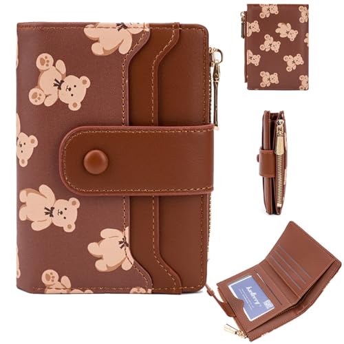 YUEcthynous Women's Short Purse in Small Zip Design Format Bär Embossing Zip Wallet with RFID Blocking and Many Compartments, Fashionable and Practical von YUEcthynous
