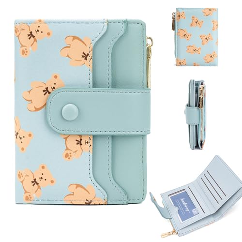 YUEcthynous Women's Short Purse in Small Zip Design Format Bär Embossing Zip Wallet with RFID Blocking and Many Compartments, Fashionable and Practical von YUEcthynous