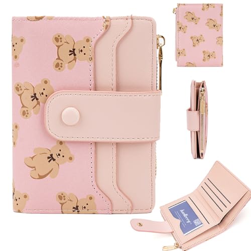 YUEcthynous Women's Short Purse in Small Zip Design Format Bär Embossing Zip Wallet with RFID Blocking and Many Compartments, Fashionable and Practical von YUEcthynous