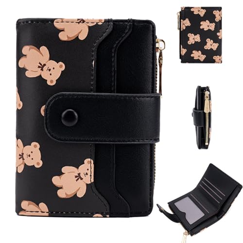 YUEcthynous Women's Short Purse in Small Zip Design Format Bär Embossing Zip Wallet with RFID Blocking and Many Compartments, Fashionable and Practical von YUEcthynous