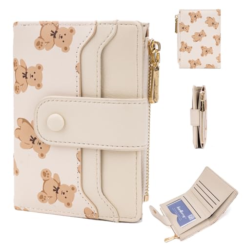 YUEcthynous Women's Short Purse in Small Zip Design Format Bär Embossing Zip Wallet with RFID Blocking and Many Compartments, Fashionable and Practical von YUEcthynous