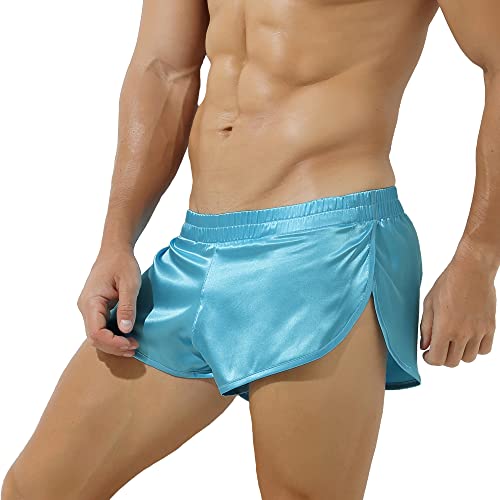 Herren Athletic Supporters Silky Jockstrap Boxershorts Leichte Active Shorts Große Seite Split Satin Boxer, himmelblau, M von YUFEIDA