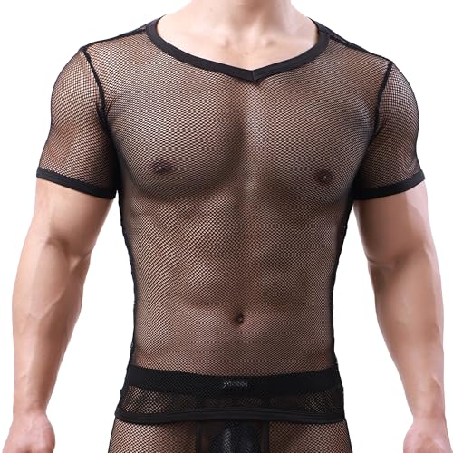 Herren Shirt Netzhemd Netzshirt ohne Arm Ringershirt Unterhemd Tops von YUFEIDA