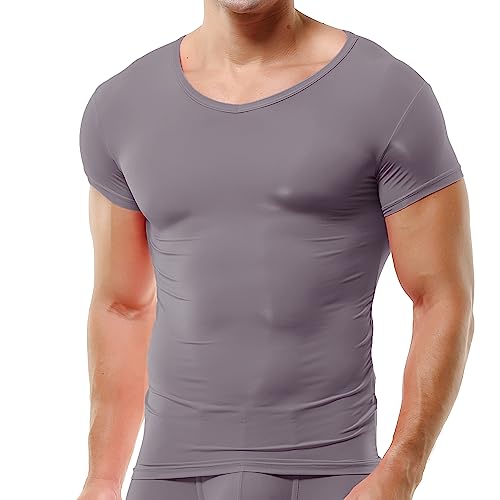 Herren Unterhemd aus Mesh Transparent Shirt Stretch T-Shirt Unterwäsche Reizwäsche von YUFEIDA