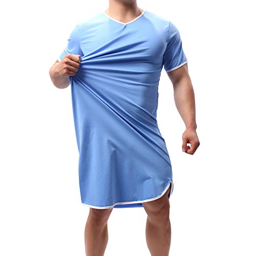 Men's Pyjama Tops Cotton Nightshirt Sleep Shirts Comfy Nightwear Nightgowns Loose Pyjama Robes von YUFEIDA