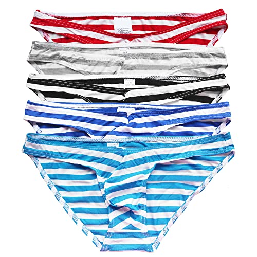 YUFEIDA Herren Bikini Slips Unterwäsche Low Rise Strings Shorts Pants Unterhosen 5er Pack von YUFEIDA