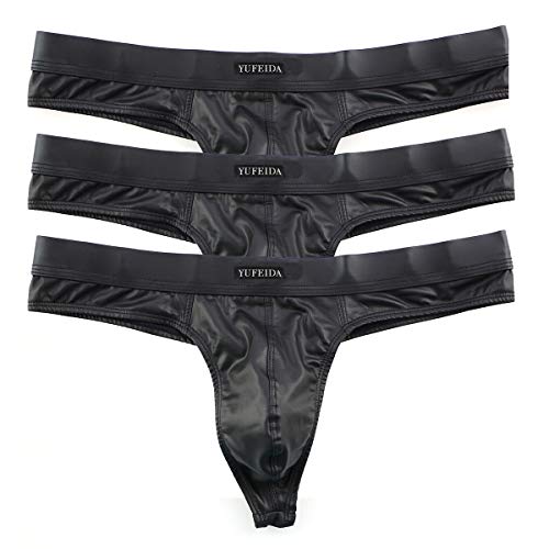YUFEIDA Herren Boxer Slips Unterwäsche Schwarz Dessous Bikini Strings Höschen 3er Pack Schwarz von YUFEIDA