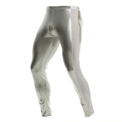 YUFEIDA Herren Lange Unterhosen Metallisch glänzende Hose Strumpfhose Leggings Sportleggings für Herren von YUFEIDA