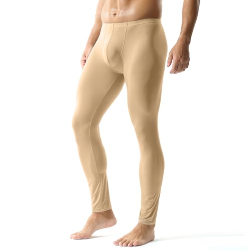 YUFEIDA Herren Lange Unterhosen mit Weichbund transparent Hose Unterwäsche Strumpfhose Leggings von YUFEIDA