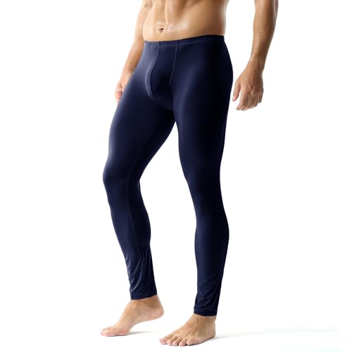 YUFEIDA Herren Lange Unterhosen mit Weichbund transparent Hose Unterwäsche Strumpfhose Leggings von YUFEIDA