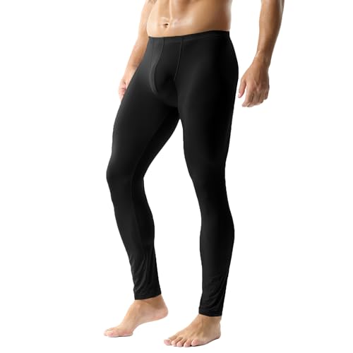 YUFEIDA Herren Lange Unterhosen mit Weichbund transparent Hose Unterwäsche Strumpfhose Leggings von YUFEIDA