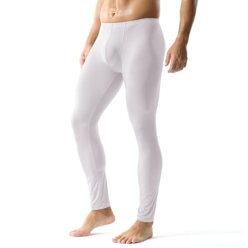 YUFEIDA Herren Lange Unterhosen mit Weichbund transparent Hose Unterwäsche Strumpfhose Leggings von YUFEIDA