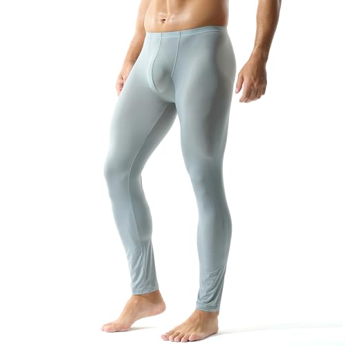 YUFEIDA Herren Lange Unterhosen mit Weichbund transparent Hose Unterwäsche Strumpfhose Leggings von YUFEIDA