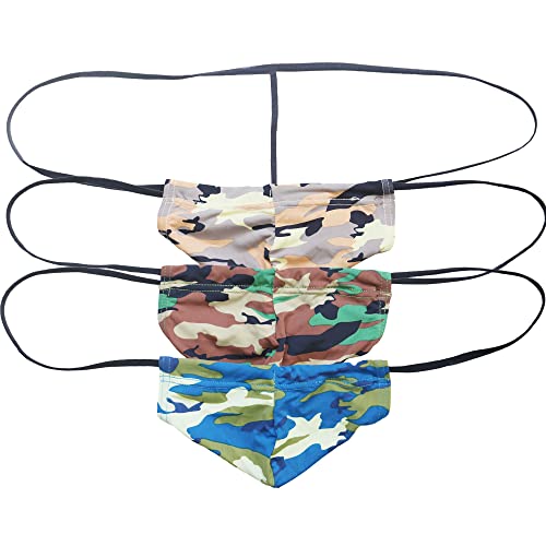 YUFEIDA Herren Tanga Strings Unterwäsche G-String Camouflage Low Rise Briefs Unterhose Pack von YUFEIDA