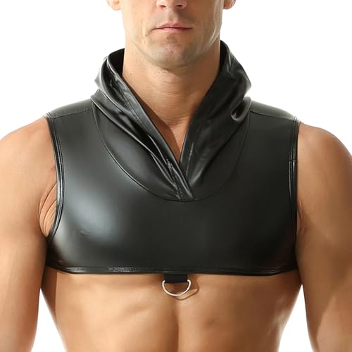 YUFEIDA Herren Unterhemden Ärmellose Tanktops Kunstleder Muscle Fit Weste Tops Hemden Mode Unterhemden A-Hälfte M von YUFEIDA