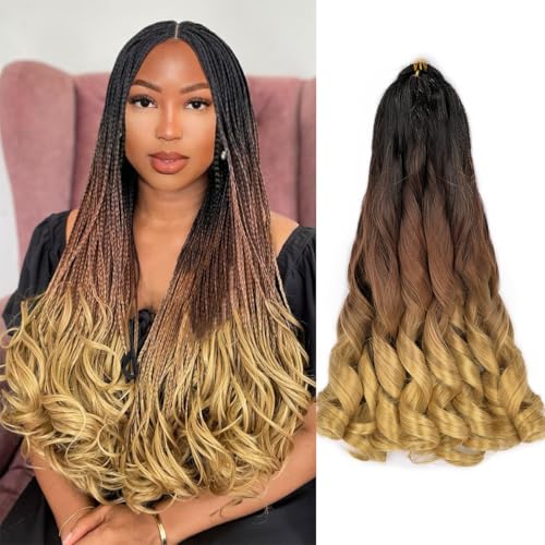 18 Inch French Curl Braiding Hair 8Packs Loose Wavy Synthetic Hair Extensions for Black Women Curly Crochet Hair Extensions(C14, 18Inch (Pack of 8)) von YUFEIHE