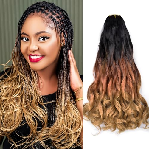 French Curly Braiding Hair 14 Inch French Curl Braiding Hair Braids Spiral Extensions Crochet Hair for Black Women (C14, 14Inch (Pack of 8)) von YUFEIHE