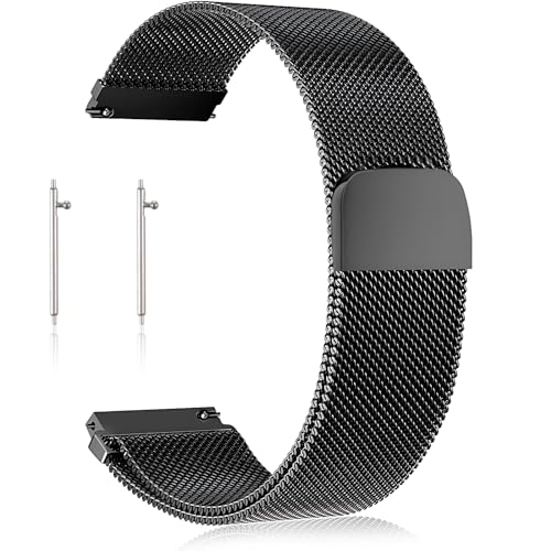 Edelstahl Uhrenarmband Mesh 20mm/22mm,Smartwatch Armband UhrenarmbäNder Metall Armband Edelstahlarmband mit Magnetverschluss Smartwatch Schnellverschluss Watch Uhren Ersatzband für Damen Herren von YUFFQOPC