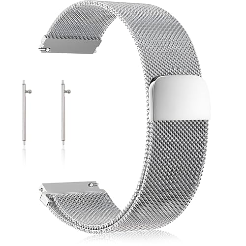 Edelstahl Uhrenarmband Mesh 20mm/22mm,UhrenarmbäNder Smartwatch Armband Metall Armband Edelstahlarmband mit Magnetverschluss Smartwatch Schnellverschluss Watch Uhren Ersatzband für Herren Damen von YUFFQOPC