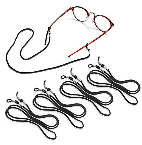 YUFFQOPC Schwarz Brillenband Sonnenbrillenkette Brillenkette Glasses Chain, Sport Brillenbänder mit Karabiner Einstellbarer Brille Cord Modern Brillenkordel für Damen Herren, 12 St von YUFFQOPC