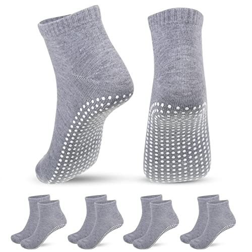 YUFFQOPC Yoga Socken,Grip rutschfeste Anti Rutsch Socken für Frauen und Männer Unisex rutschfeste Anti Slip Barre Socken für Yoga Home Workout Barre Pilates Schwangerschaft Krankenhaus (4 grau) von YUFFQOPC