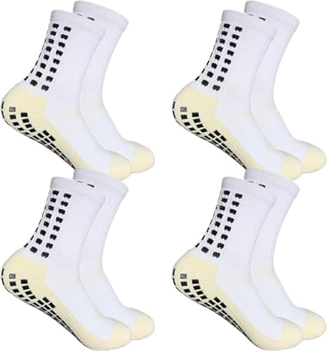 YUFREE SUN Herren-Fußballsocken, rutschfeste Ballsocken, rutschfest, für Fußball-Griffsocken, 4 Paar, Weiss/opulenter Garten, Einheitsgre von YUFREE SUN