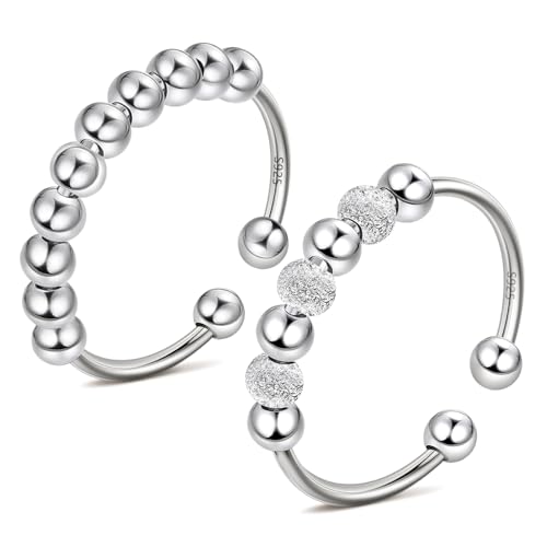 YUGDRUZY Anxiety Ring Silber 925 Frauen Ringe Damen Verstellbar Anti Stress Ring Spinner Ring Damen Fidget Ring Angst Ring Skill Ringe Silber 925 Damen Angstring Stressring Schmuck Geschenke Frauen YUGDRUZY Anxiety Ring Silber 925 Frauen Ringe Damen Verstellbar Anti Stress Ring Spinner Ring Damen Fidget Ring Angst Ring Skill Ringe Silber 925 Damen Angstring Stressring Schmuck Geschenke Frauen von YUGDRUZY