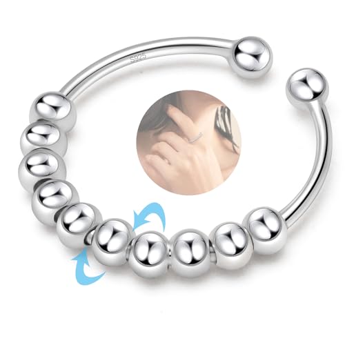 YUGDRUZY Anxiety Ring Silber 925 Frauen Ringe Damen Verstellbar Anti Stress Ring Spinner Ring Damen Fidget Ring Angst Ring Skill Ringe Silber 925 Damen Angstring Stressring Schmuck Geschenke Frauen YUGDRUZY Anxiety Ring Silber 925 Frauen Ringe Damen Verstellbar Anti Stress Ring Spinner Ring Damen Fidget Ring Angst Ring Skill Ringe Silber 925 Damen Angstring Stressring Schmuck Geschenke Frauen von YUGDRUZY