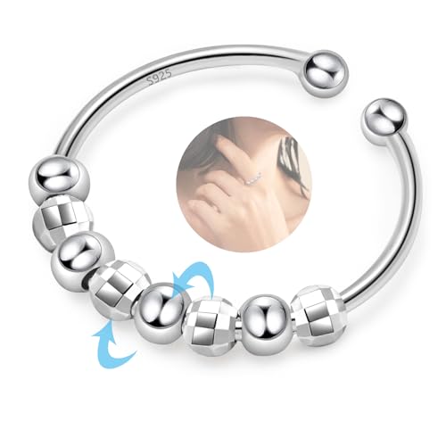 YUGDRUZY Anxiety Ring Silber 925 Frauen Ringe Damen Verstellbar Anti Stress Ring Spinner Ring Damen Fidget Ring Angst Ring Skill Ringe Silber 925 Damen Angstring Stressring Schmuck Geschenke Frauen YUGDRUZY Anxiety Ring Silber 925 Frauen Ringe Damen Verstellbar Anti Stress Ring Spinner Ring Damen Fidget Ring Angst Ring Skill Ringe Silber 925 Damen Angstring Stressring Schmuck Geschenke Frauen von YUGDRUZY