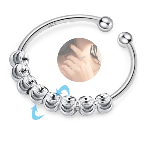 YUGDRUZY Anxiety Ring Silber 925 Frauen Ringe Damen Verstellbar Anti Stress Ring Spinner Ring Damen Fidget Ring Angst Ring Skill Ringe Silber 925 Damen Angstring Stressring Schmuck Geschenke Frauen YUGDRUZY Anxiety Ring Silber 925 Frauen Ringe Damen Verstellbar Anti Stress Ring Spinner Ring Damen Fidget Ring Angst Ring Skill Ringe Silber 925 Damen Angstring Stressring Schmuck Geschenke Frauen von YUGDRUZY
