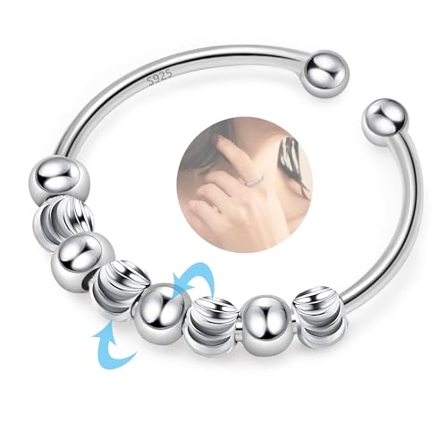 YUGDRUZY Anxiety Ring Silber 925 Damen Verstellbar Anti Stress Spinner Fidget Ring Angst Skill Schmuck Geschenke für Frauen YUGDRUZY Anxiety Ring Silber 925 Damen Verstellbar Anti Stress Spinner Fidget Ring Angst Skill Schmuck Geschenke für Frauen von YUGDRUZY