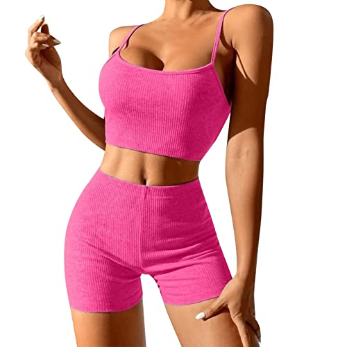 YUGHGH Persönlichkeit Design Sexy Shorts Mode Anzug Yoga Sport Anzug Damen Yoga Anzug Set von YUGHGH