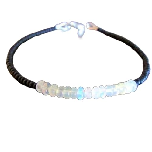 YUGNA Unisex-Armband mit glatten Rondellen, 3-3,5 mm, äthiopischer Opal, versilberter Verschluss, 7 Zoll, LNK_YG_02698 YUGNA Unisex-Armband mit glatten Rondellen, 3-3,5 mm, äthiopischer Opal, versilberter Verschluss, 7 Zoll, LNK_YG_02698 von YUGNA