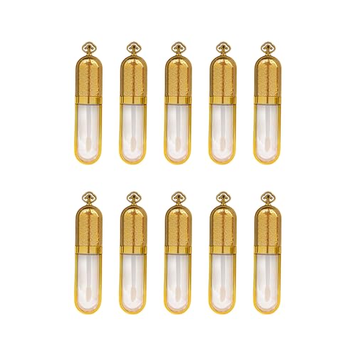 10 Stück 5ml 8ml Lip Gloss Nachfüllbar Lip Gloss Tuben mit Gold Deckel und Weiche Bürste für Lippenproben, Kosmetik und Tragbare Verwendung, A, A. von YUGSHNKFC