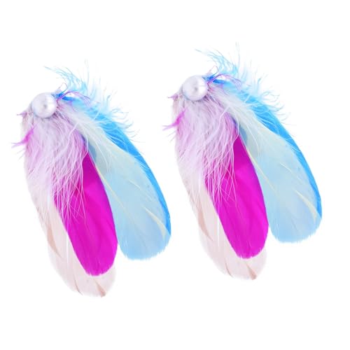 2 x Haarspangen mit Kunstperlen, Federn, seitliche Haarnadeln für Bühnenauftritte und Hochzeitsfeiern, Kopf-Accessoire von YUGSHNKFC