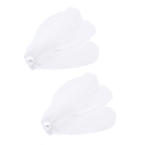 2 x Haarspangen mit Kunstperlen, Federn, seitliche Haarnadeln für Bühnenauftritte und Hochzeitsfeiern, Kopf-Accessoire von YUGSHNKFC