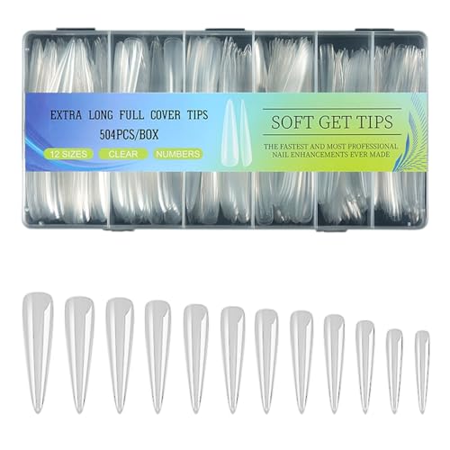 504pcs Vollständige Abdeckungen Tipps Weiche Gel Tipps Acrylnägel Tipps Klare Nägel Tipps Drücken Sie Auf Nägel Falsche Nägel Für Frauen Extra Langes Weiches Gelnagelspitzen von YUGSHNKFC