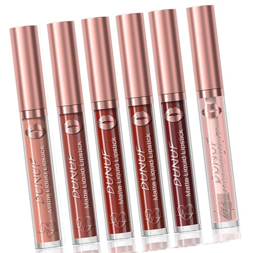6pcs Langlebig Mit Mattem Lippenstift Set Hochfarbig Feuchtigkeitsspendende Lipgloss Lippen Make Up Für Verschiedene Hautton Frauen Lippenstift von YUGSHNKFC