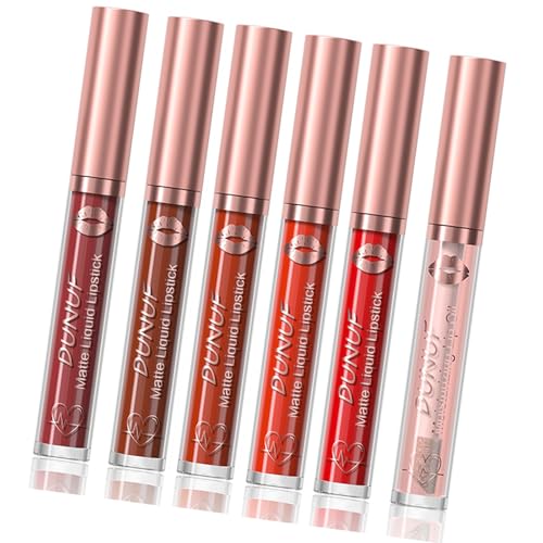 6pcs Langlebig Mit Mattem Lippenstift Set Hochfarbig Feuchtigkeitsspendende Lipgloss Lippen Make Up Für Verschiedene Hautton Frauen Lippenstift von YUGSHNKFC