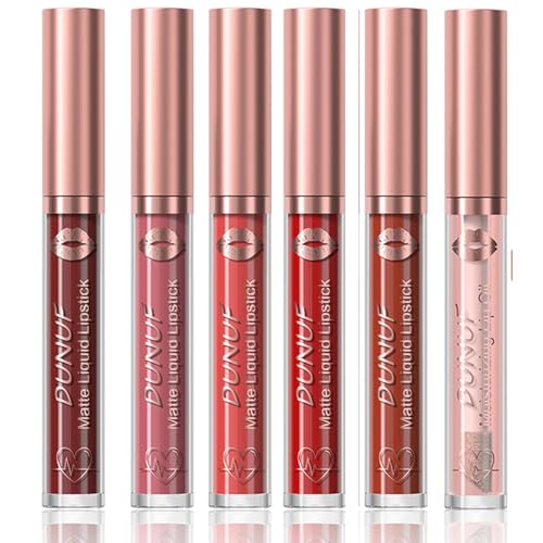 6pcs Langlebig Mit Mattem Lippenstift Set Hochfarbig Feuchtigkeitsspendende Lipgloss Lippen Make Up Für Verschiedene Hautton Frauen Lippenstift von YUGSHNKFC