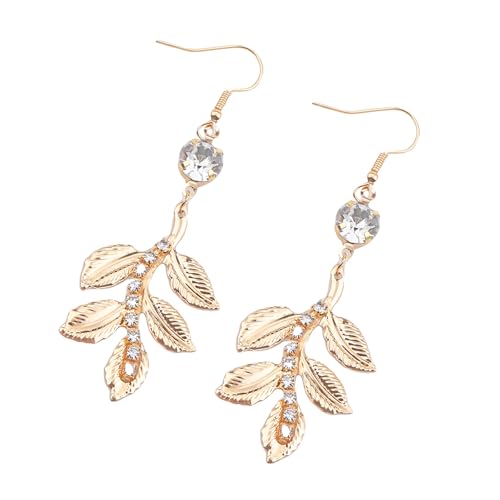 Baroques Strasssteine Dangle Ohrringe Hängen Blattohrringe Empfindliche Hautfreundliche Metallschmuck Dinnerparty Accessoire Leichtes Partyohrringe von YUGSHNKFC